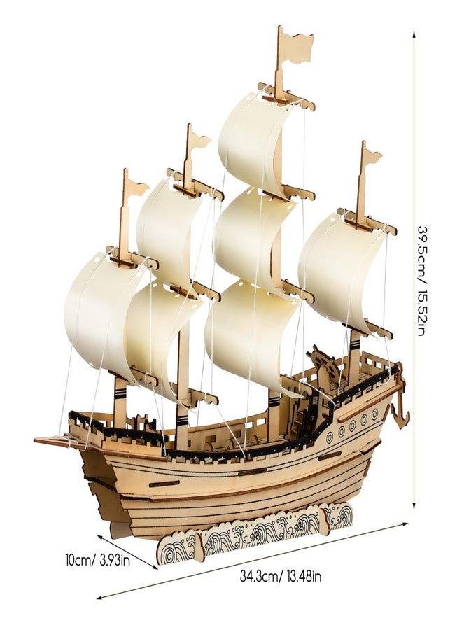 PRETYZOOM 3D Wooden Puzzle Sailboat Model Kit for Adults, DIY Ming Dynasty Ship, Handcrafted Wood Assembly, Home Decor, 15.55 X 13.50 X 3.93 Inches - Image 5